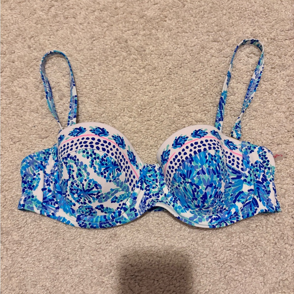 Blue Patterned Women's Swim Top